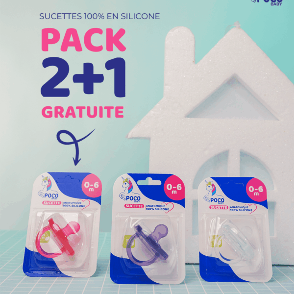 Pack 2 en 1 sucette 100% silicone